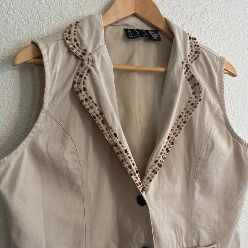 Vintage New Direction Sport Beaded Vest 90s Boho Coastal Cowgirl - Picture 4 of 7